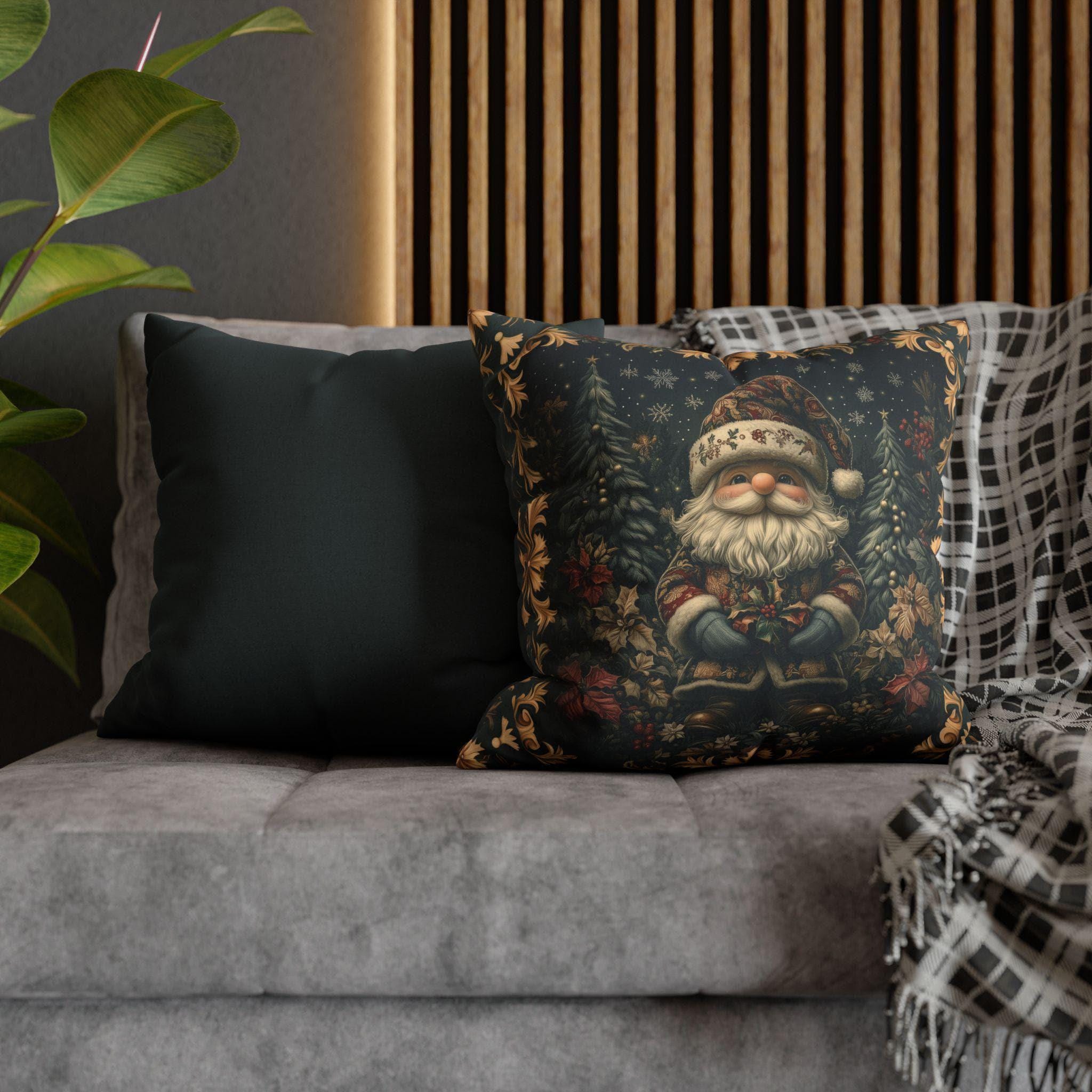 William Morris Christmas Gnome Pillow Cover: Vintage Style Santa Holiday Decor