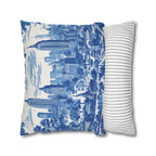 NYC Toile Pillow Cover: Blue & White French Country Urban Design