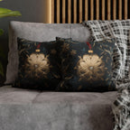 Elegant Navy & Gold Christmas Pillow Cover with Red Berries