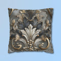 Baroque Pillow Cover: Ornate Gray, Gold, and Black Floral Design