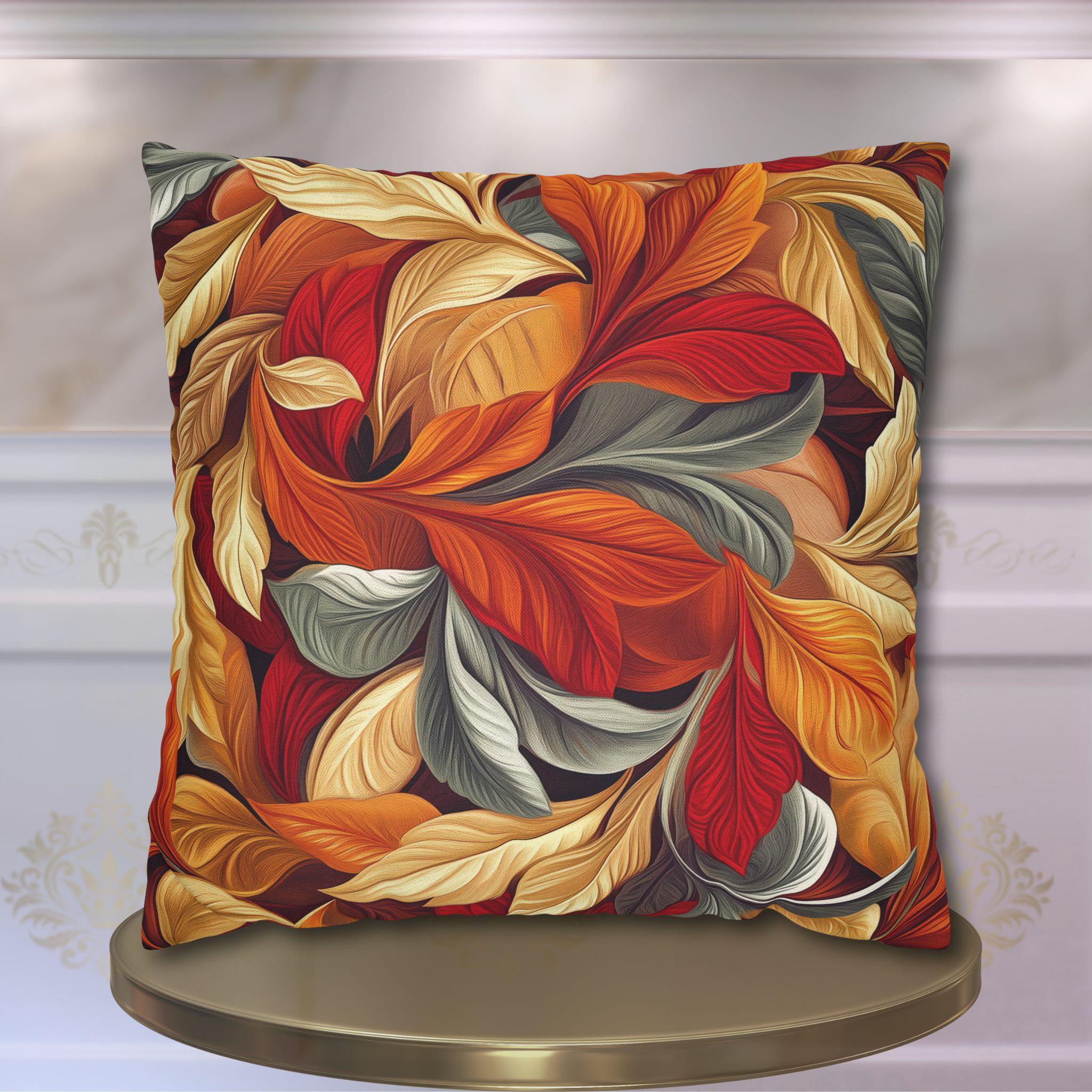 Autumn Leaves Pillow Cover Fall Foliage Throw Cushion Warm Harvest Color Accent Decor