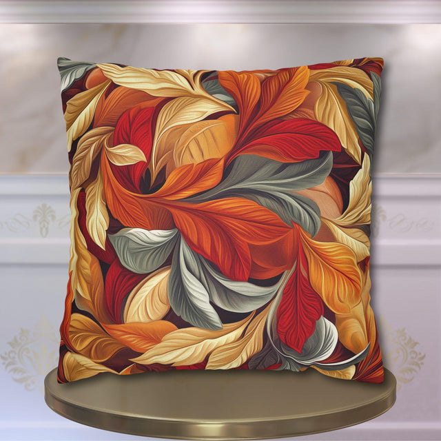 Autumn Leaves Pillow Cover Fall Foliage Throw Cushion Warm Harvest Color Accent Decor