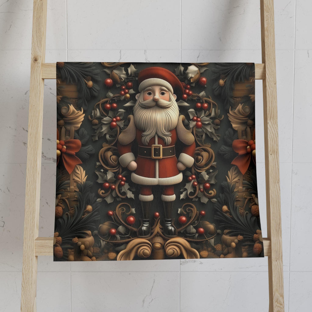 William Morris Inspired Christmas Tea Towel: Nostalgia Santa Claus
