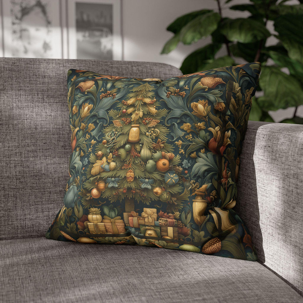 William Morris Inspired Christmas Tree Pillow Cover: Winter Gifts Vintage Style Motif