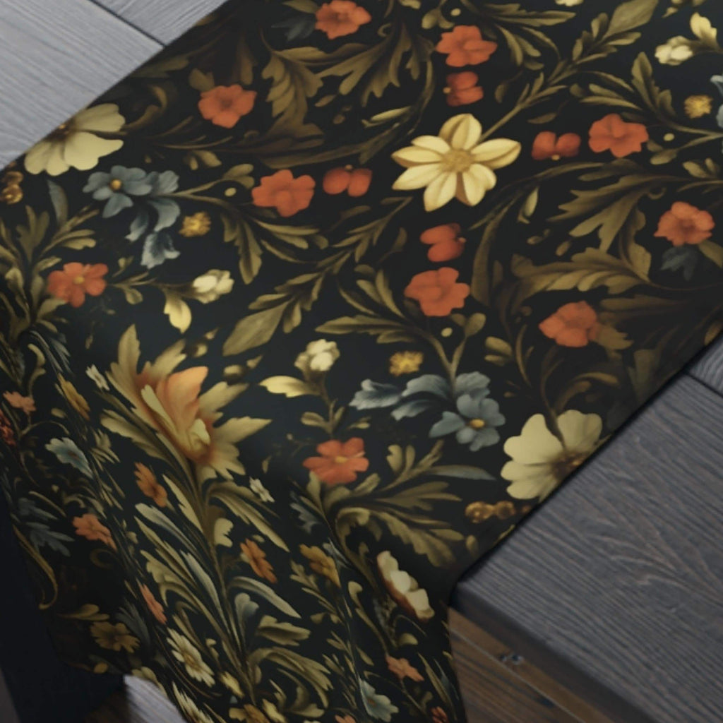 William Morris inspired Table Runner: Vintage Style Moody Blooms