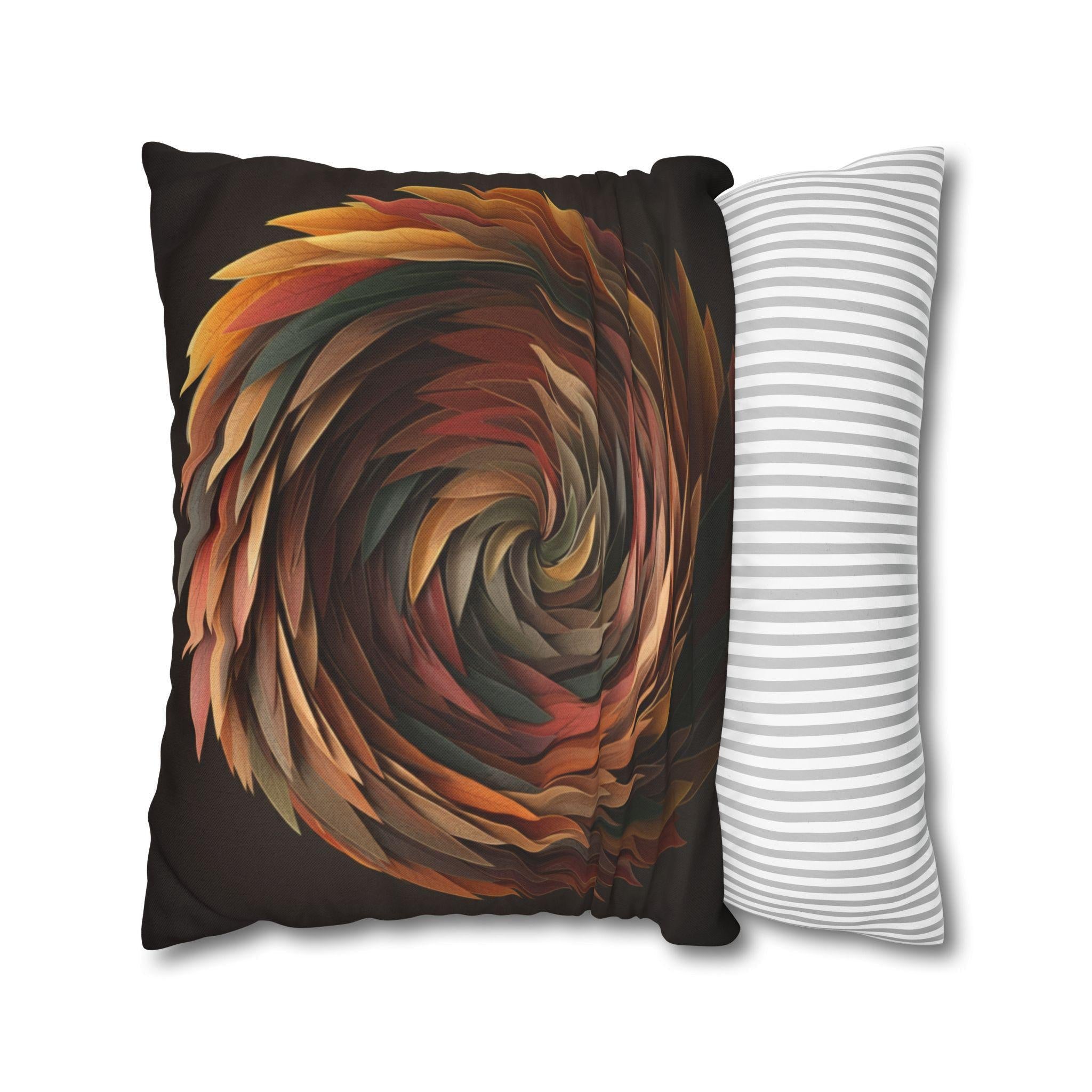 Pillow Cover: Swirling Fall Leaves - Earthy Brown and Orange
