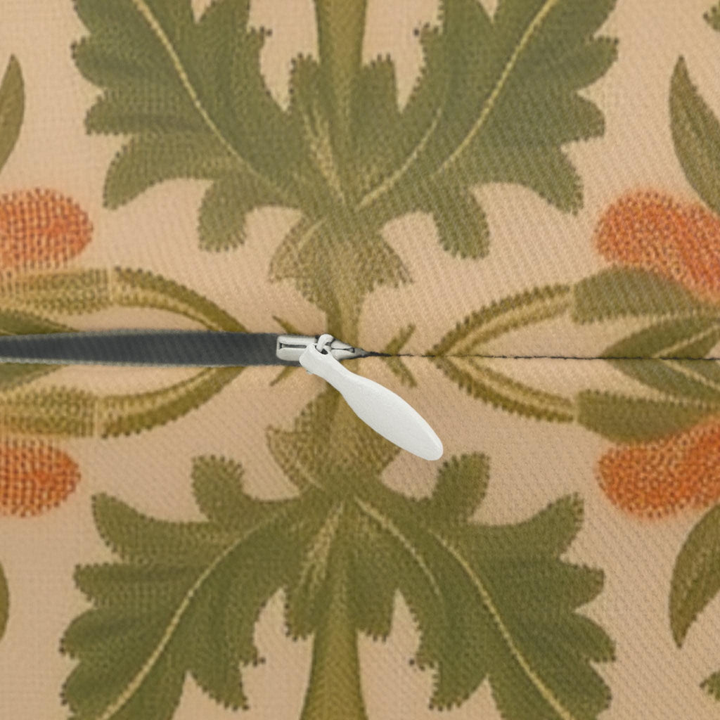 William Morris Strawberry Thief Inspired Lumbar Pillow: Sage, Terracotta, Cream Pillow