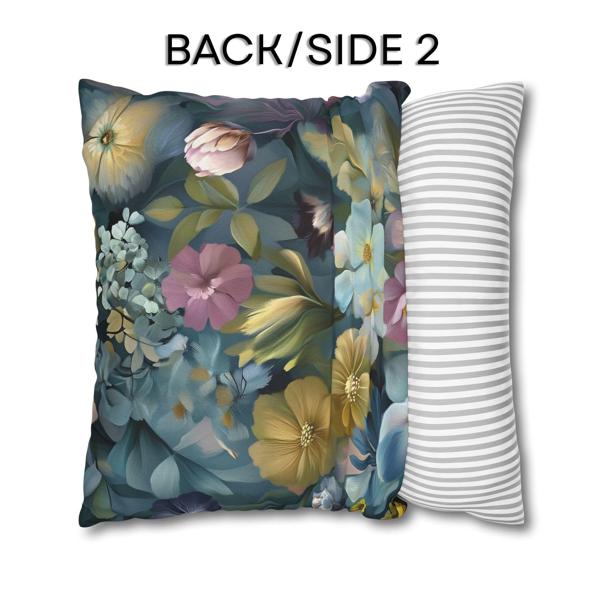 Twilight Garden Floral Pillow Cover: Painterly Moody Botanicals in Dusky Blue
