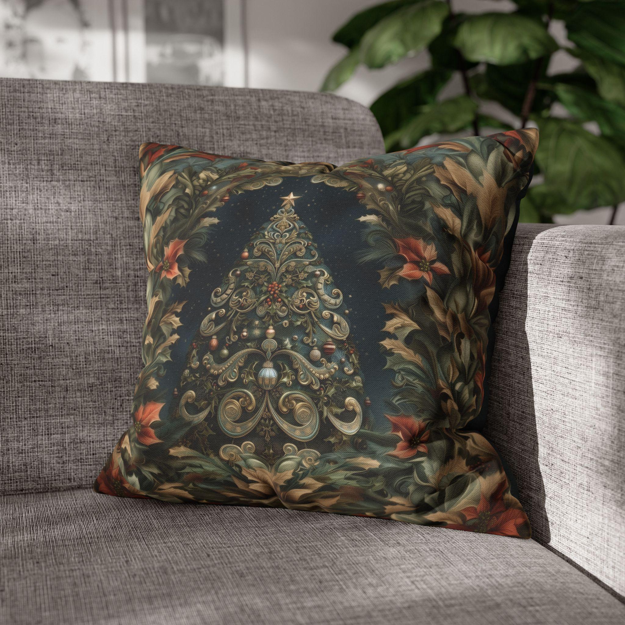 William Morris Christmas Tree Pillow Cover: Botanical Holiday Decor