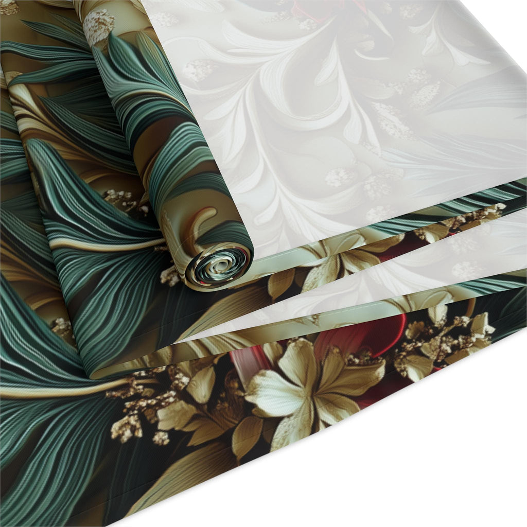 Elegant Poinsettia Table Runner: Festive Christmas Decor for Holiday Dining and Winter Entertaining