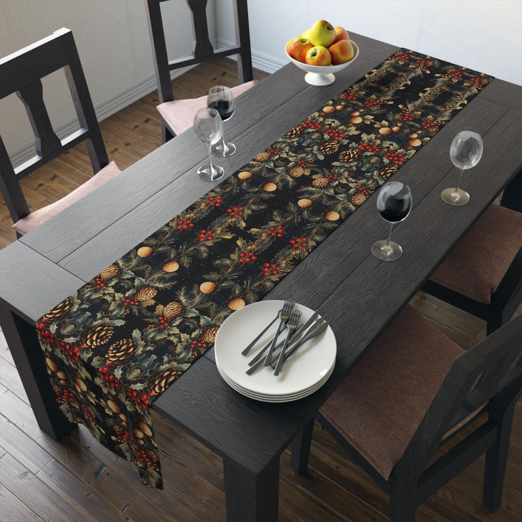 Festive Pinecone Table Runner: Rustic Woodland Christmas Decor for Holiday Dining