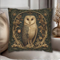 William Morris Style Pillow Cover: Woodland Owl in Moss Green & Antique Gold