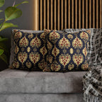 Elegant Ikat Pillow Cover: Navy Gold & Red Holiday and Year Round Decor