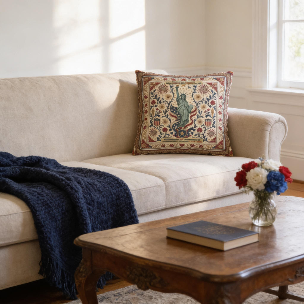 Patriotic Statue of Liberty Pillow Cover: Americana Heritage Design