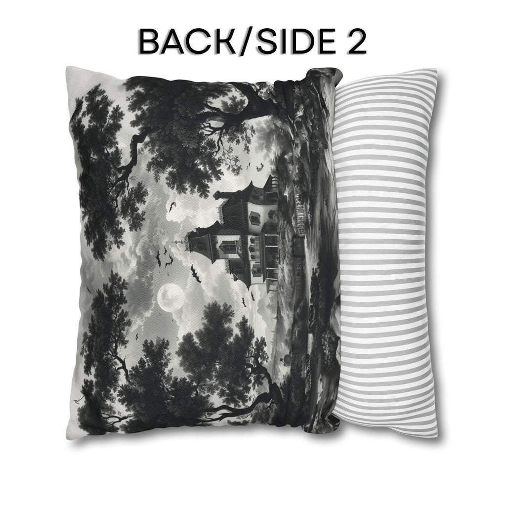 Halloween Toile Pillow Cover: Black and Cream Quietly Spooky Decor