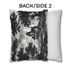 Halloween Toile Pillow Cover: Black and Cream Quietly Spooky Decor