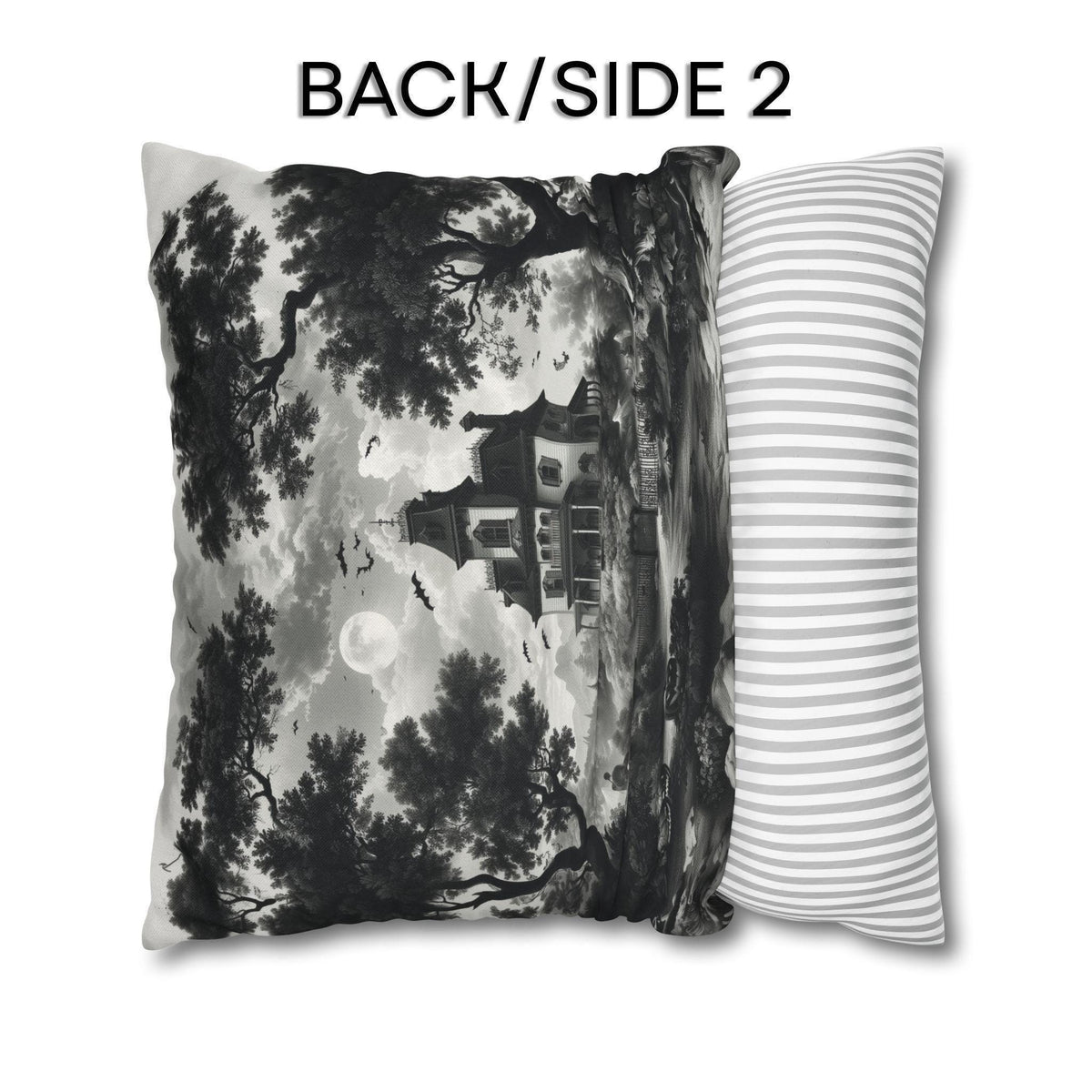 Halloween Toile Pillow Cover: Black and Cream Quietly Spooky Decor