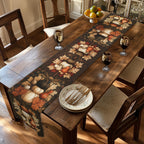 William Morris Pumpkin Patch Table Runner: Cream, Orange, Brown Fall Dining Decor