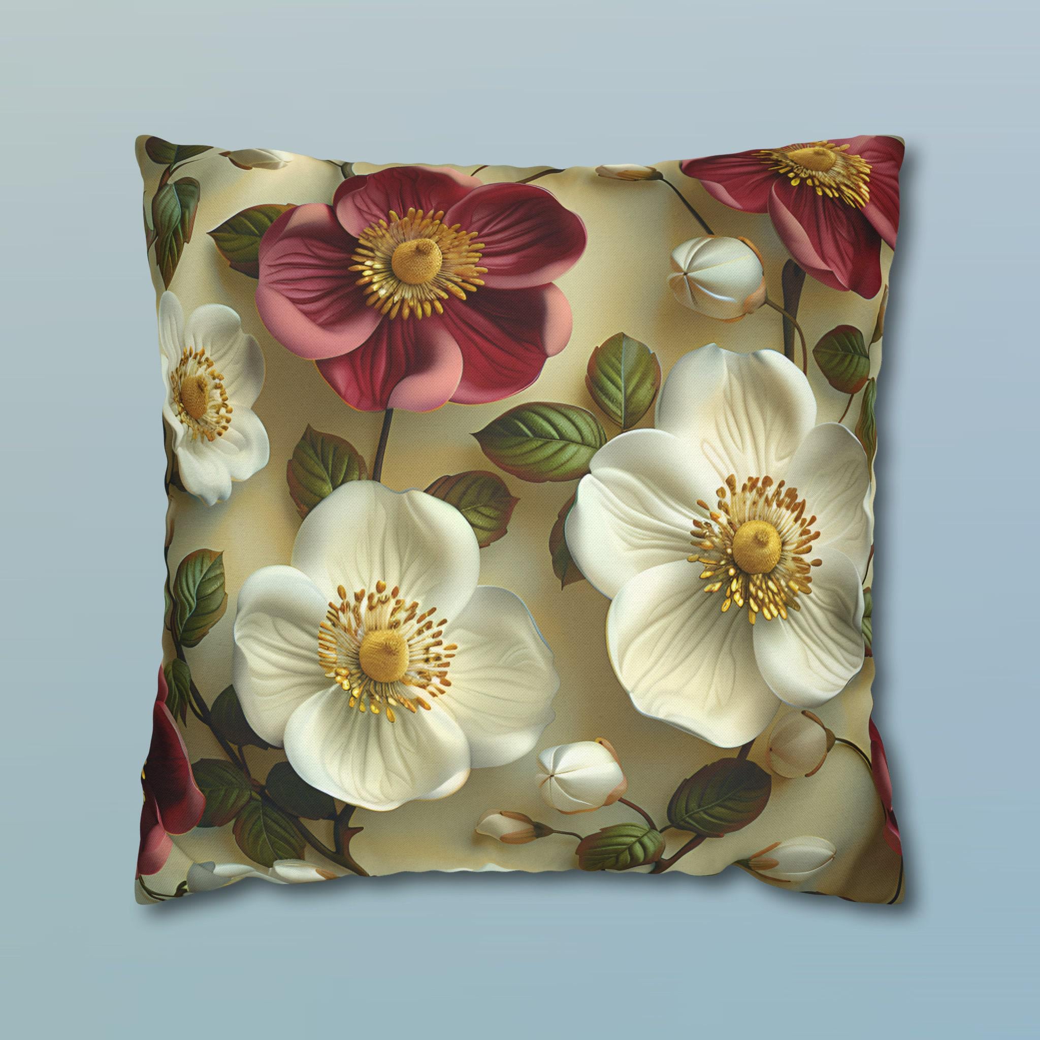 Magnolia Floral Pillow Cover: Cottagecore Home Decor Cushion