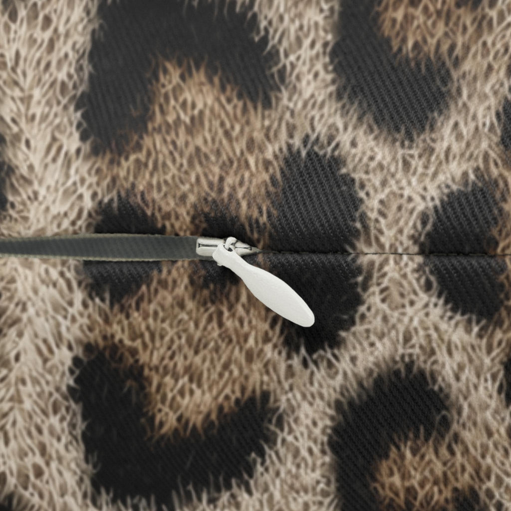 Beige Leopard Luxe Lumbar Pillow: Faux-Fur Look, Zero Cruelty