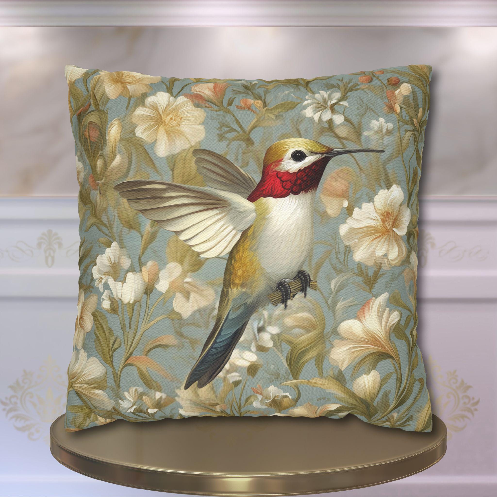 William Morris Hummingbird Pillow Cover: Arts & Crafts Floral Cushion