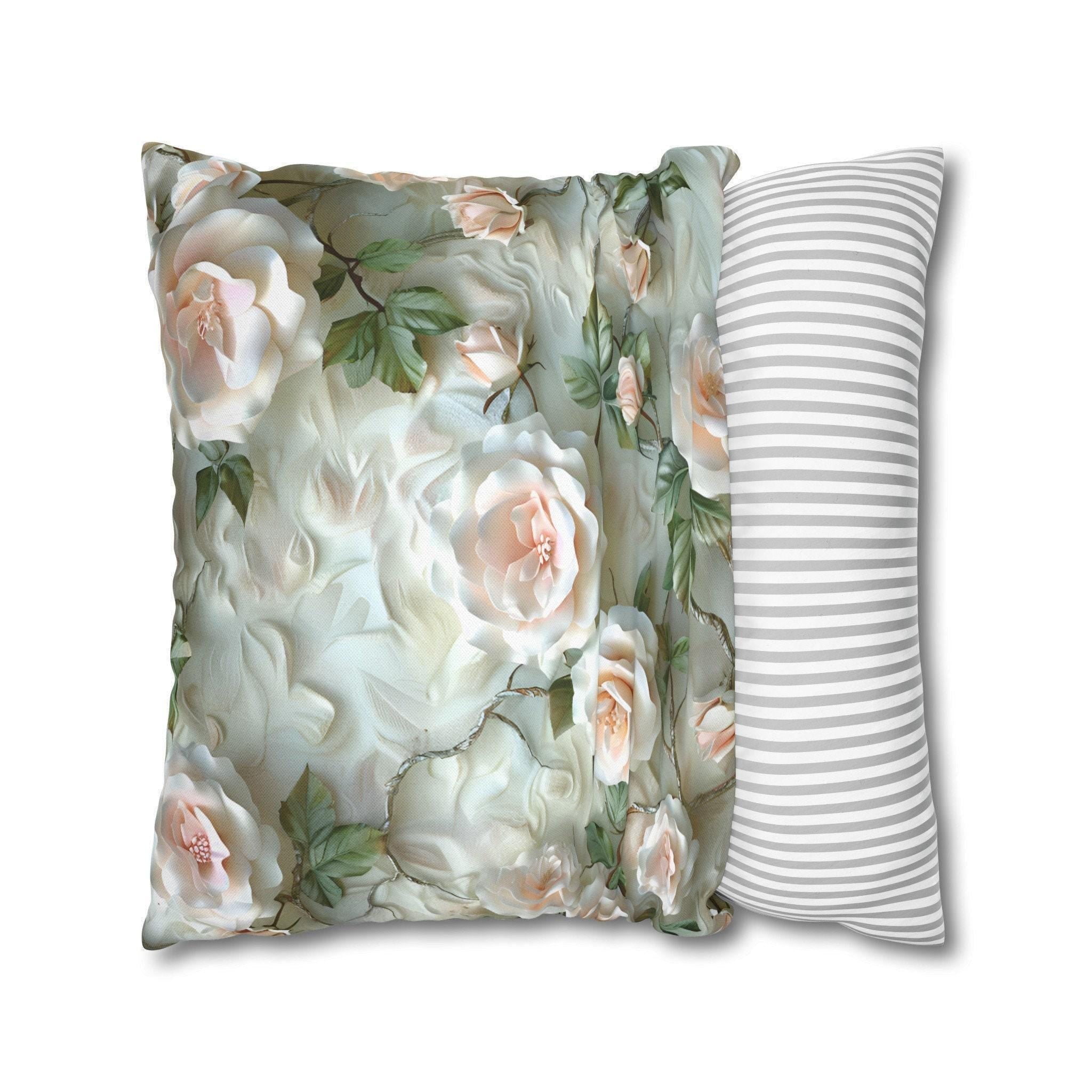 Blush Rose Pillow Cover: Coquette Floral Cushion, Feminine Bedroom Decor