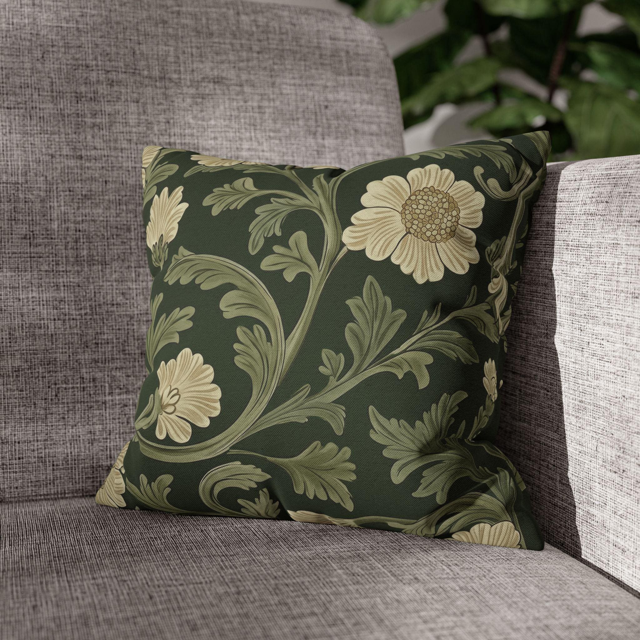 William Morris Pillow Cover: Lodden  Inspired  Sage & Cream Botanicals