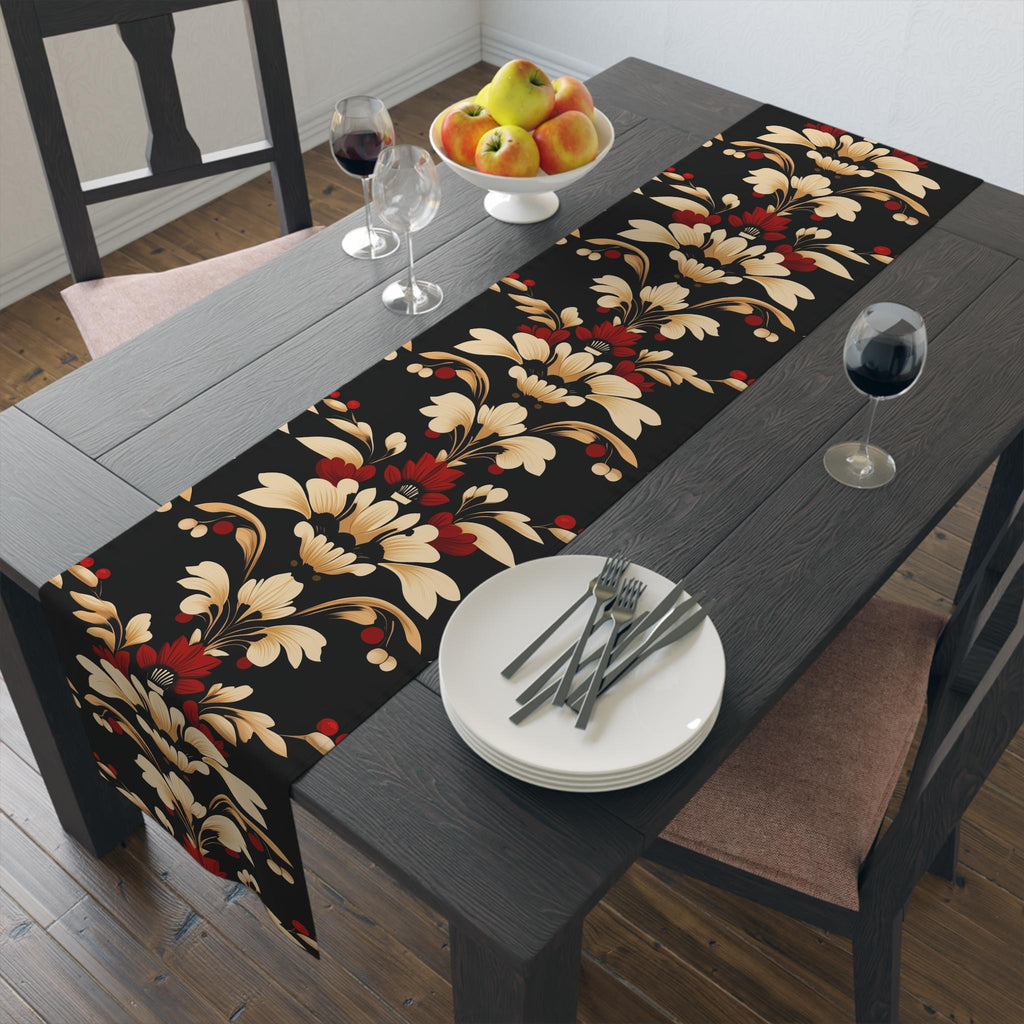 Vintage Style Floral Table Runner, Art Deco MCM, Elegant Dining