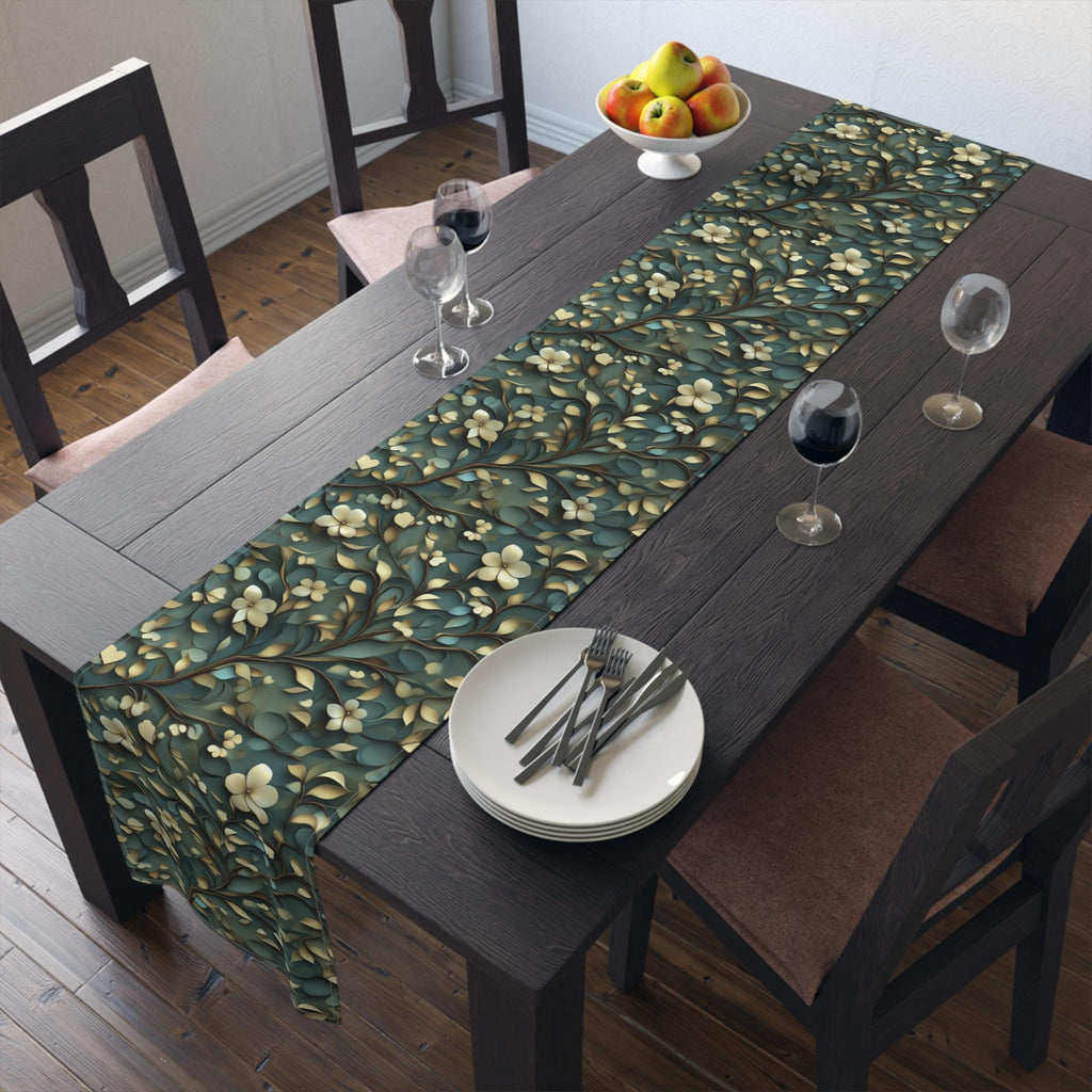 Luxurious William Morris Botanical Table Runner - Elegant Cotton Poly Fabric for Sophisticated Dining Decor