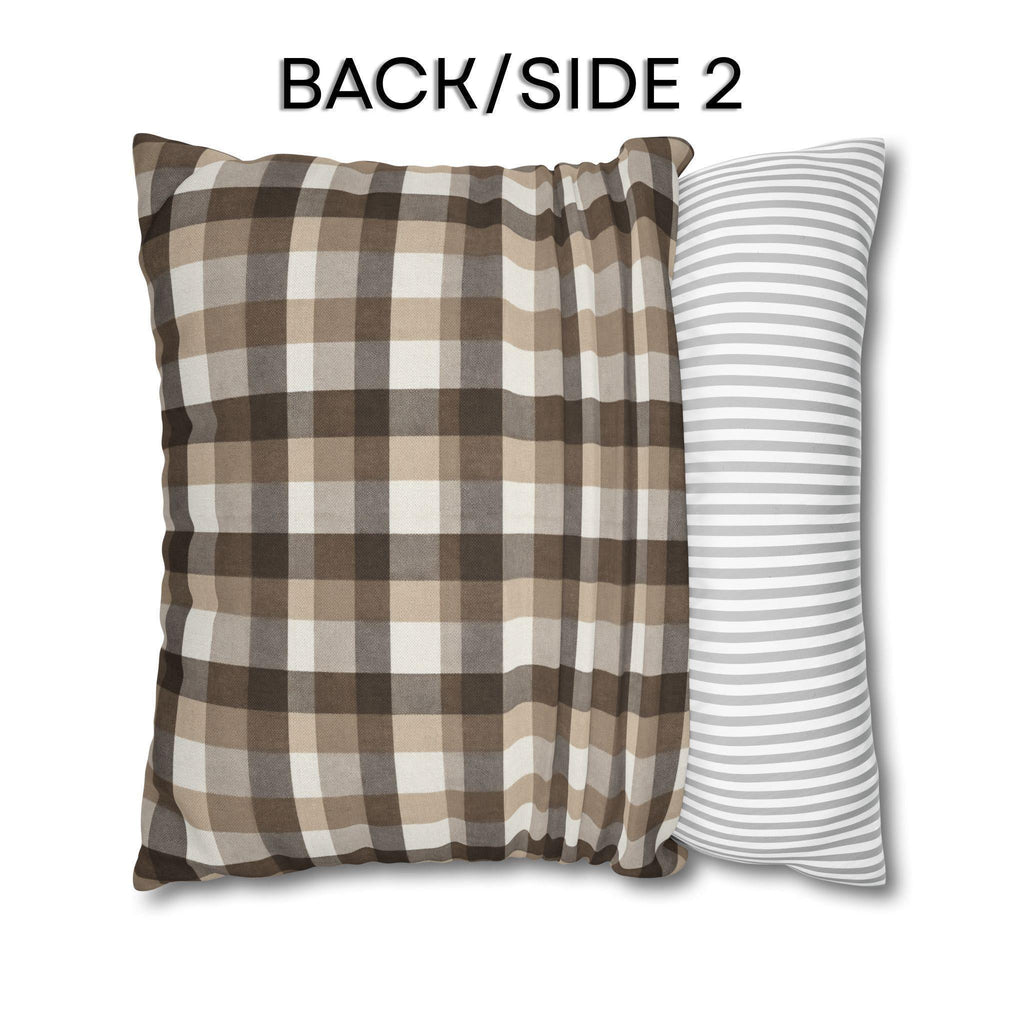 Neutral Brown Gingham Plaid Pillow Cover: Farmhouse Buffalo Check Accent