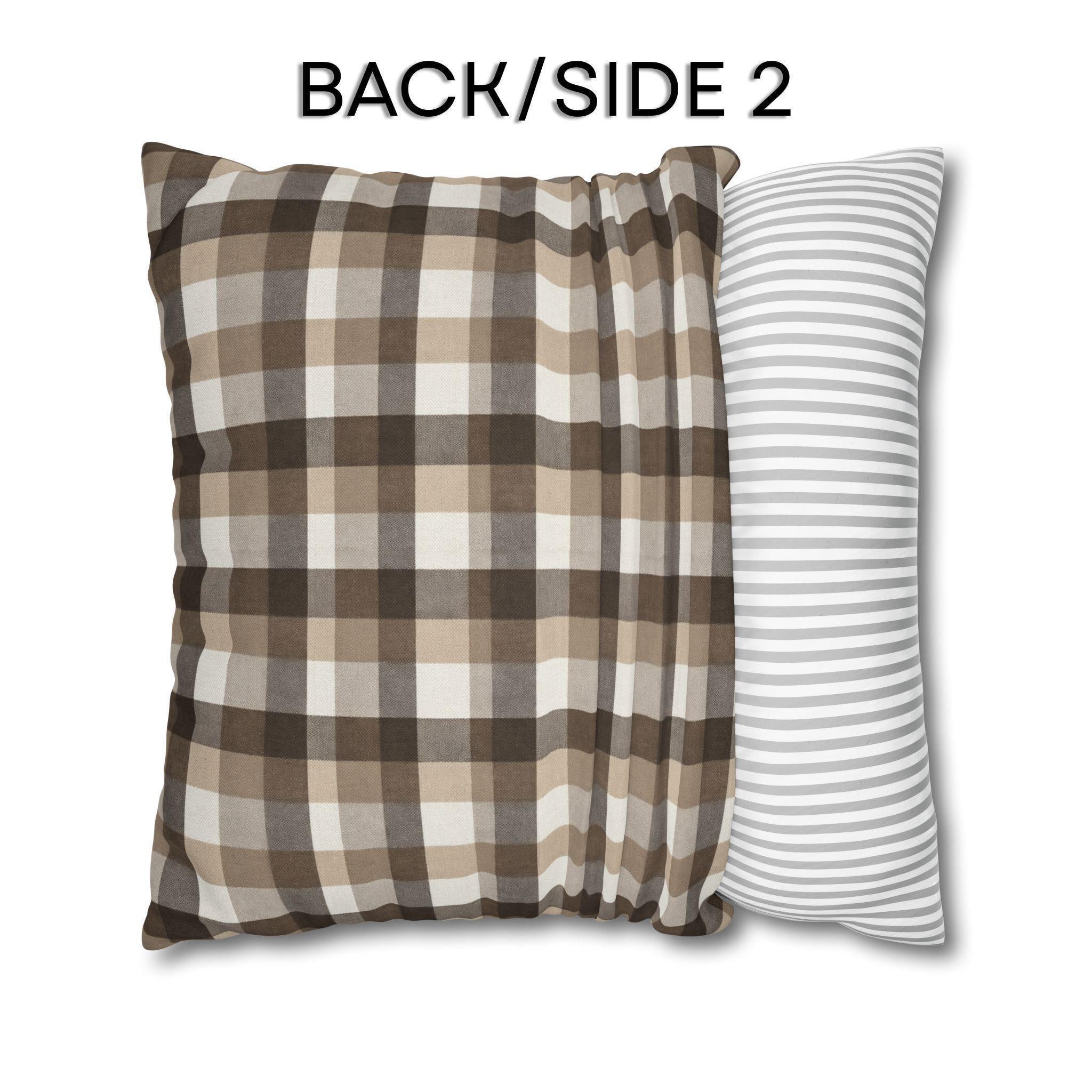 Neutral Brown Gingham Plaid Pillow Cover: Farmhouse Buffalo Check Accent