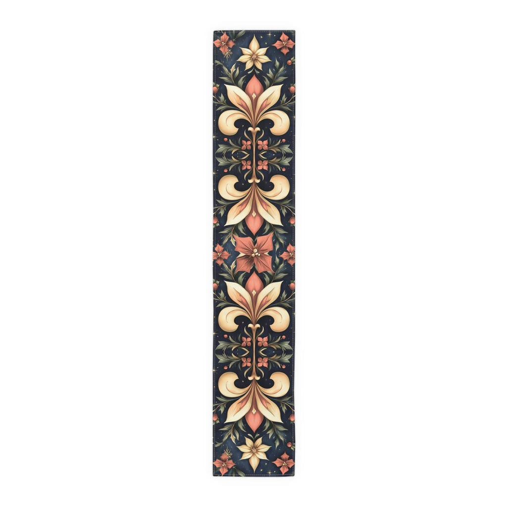 Holiday Fleur-de-lis Table Runner, Red Gold Christmas Decor
