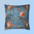 Chinoiserie Pillow Cover: Vintage Inspired Floral Peonies on Blue