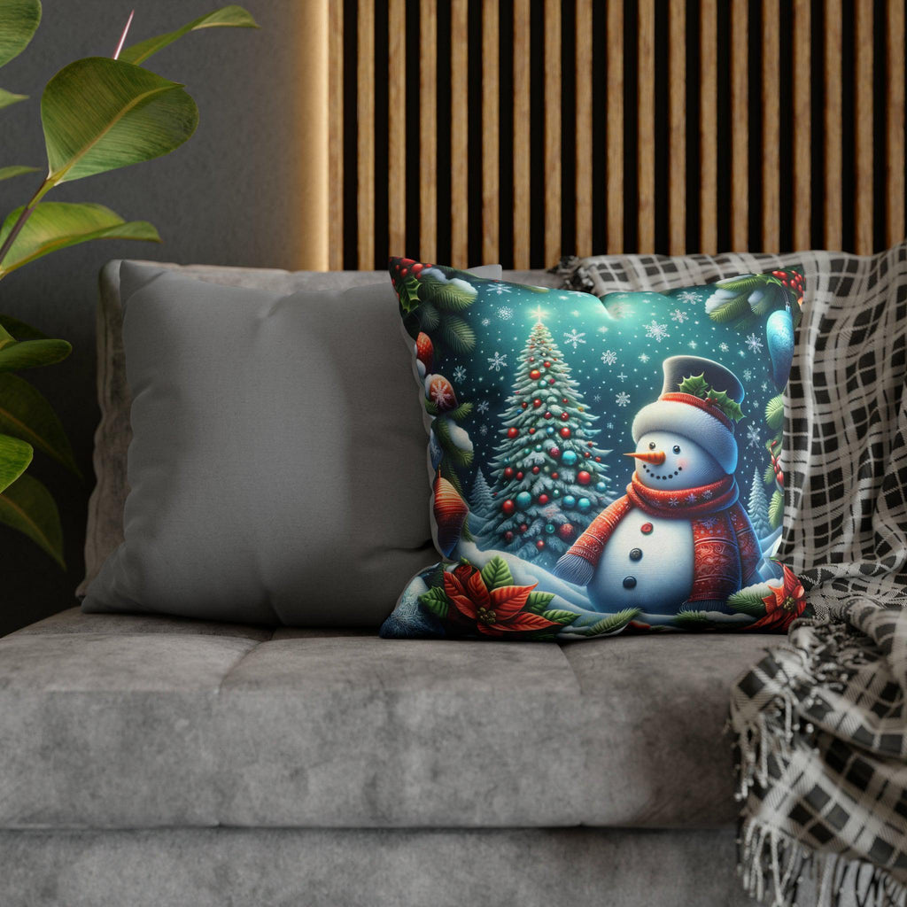 Festive Snowman Christmas Pillow Cover: Cozy Winter Holiday Accent
