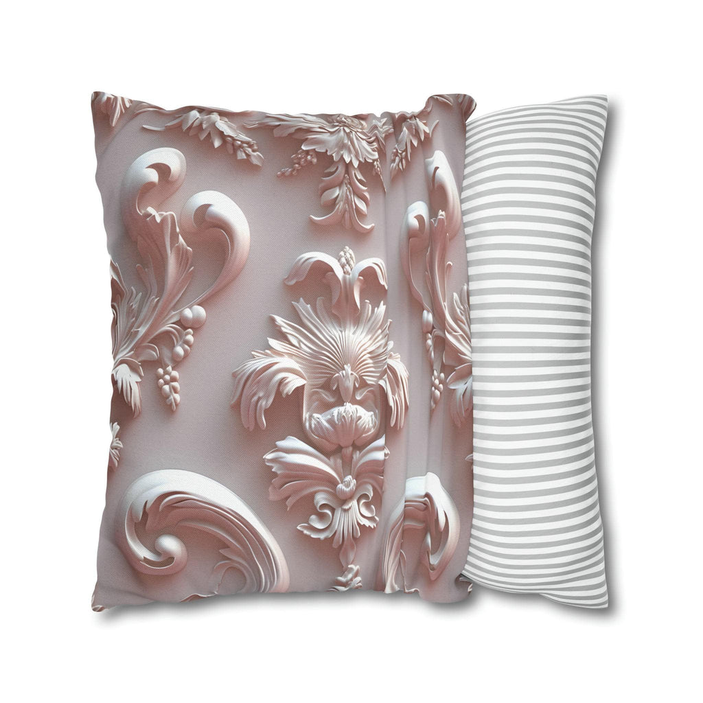 Rococo Pillow Cover: Blush Pink Scrollwork Floral Design