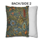 William Morris Inspired Throw Pillow Cover: Moody Teal Botanical Floral