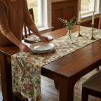 William Morris Table Runner: Vintage Style Botanical Hummingbird Floral Accent