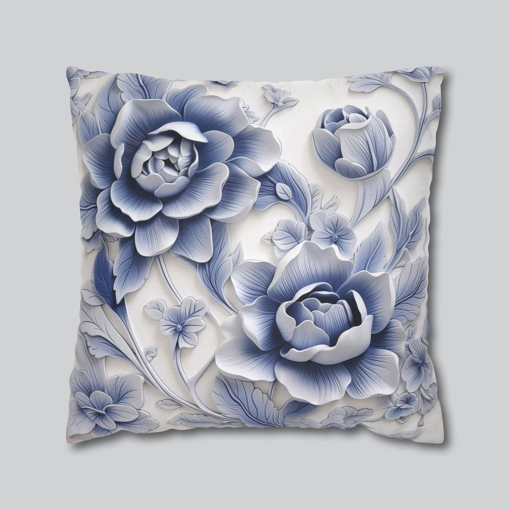 Elegant Blue & White Chinoiserie Peony Pillowcase: Asian-Inspired Floral Cushion Cover for Home Decor