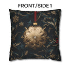 Elegant Navy & Gold Christmas Pillow Cover with Red Berries