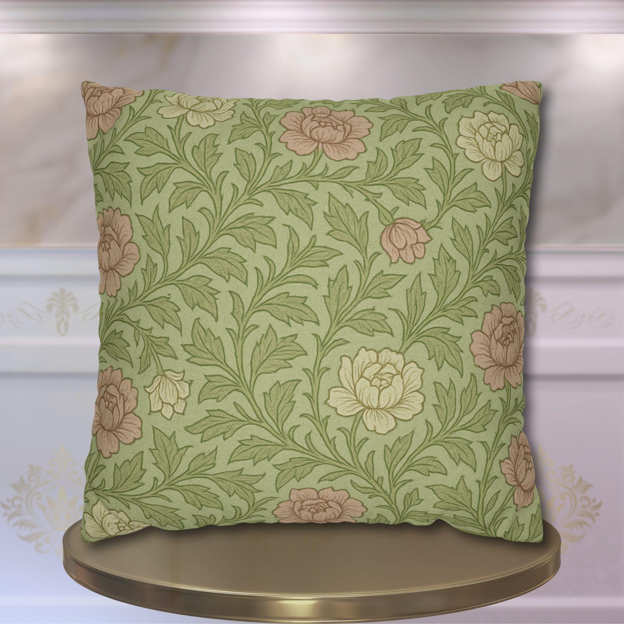 Vintage Style Floral Pillow Cover: French Country Chateau Charm, William Morris Inspired Cottagecore Decor