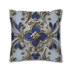 Baroque Floral Throw Pillow Cover: Cobalt Blue & Gold Accent