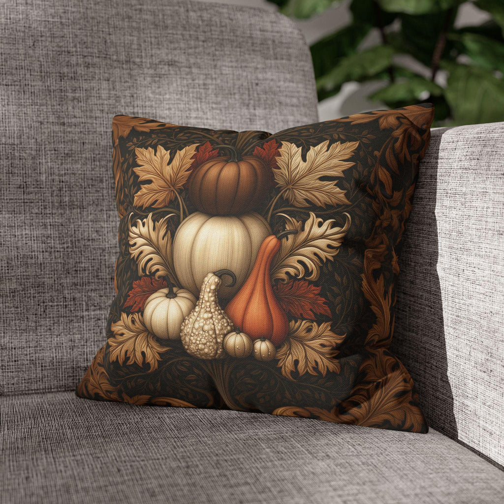 William Morris Inspired Fall Pillow Cover:  Copper, Burnt Orange, Caramel on Dark Brown