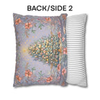 William Morris Christmas Pillow Cover: Frosted Pastel Tree, Lilac and Pink Botanical Holiday