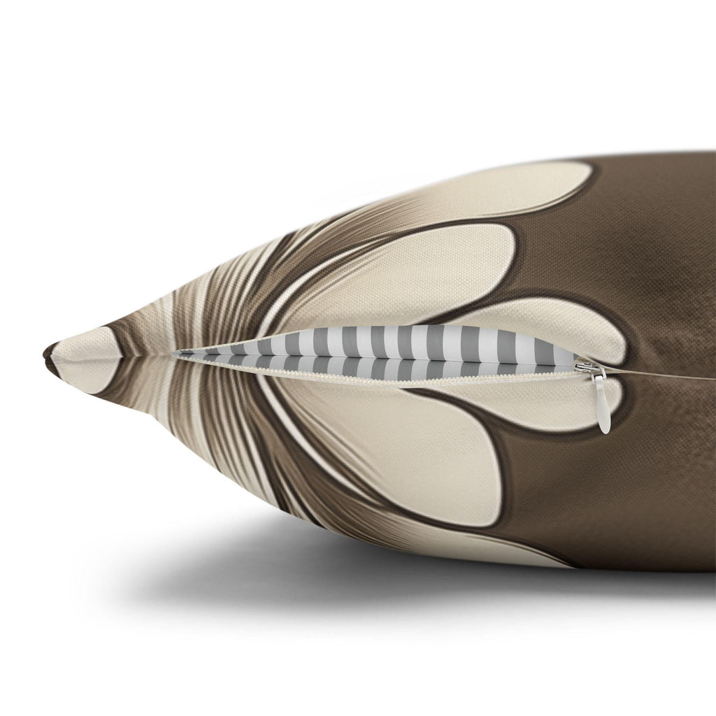 Damask Pillow Cover: Cream Beige Floral on Mocha Brown