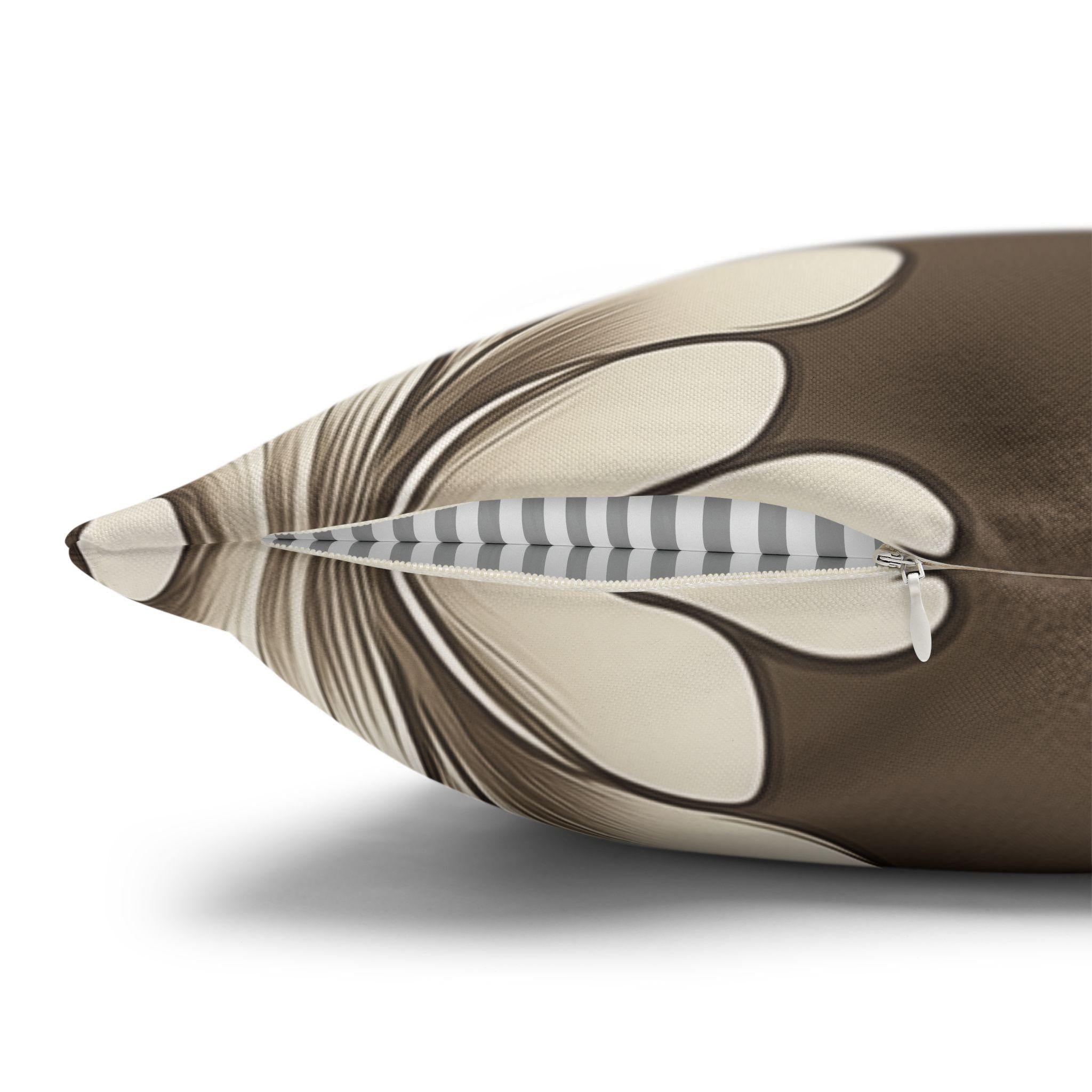 Damask Pillow Cover: Cream Beige Floral on Mocha Brown