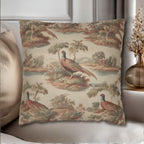 French Toile Pheasant Pillow Cover: Vintage Style Country Bird Scene