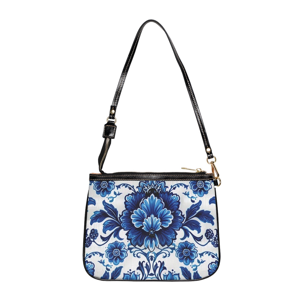 Blue Floral Porcelain Pattern Shoulder Bag: Designer Style