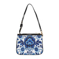 Blue Floral Porcelain Pattern Shoulder Bag: Designer Style