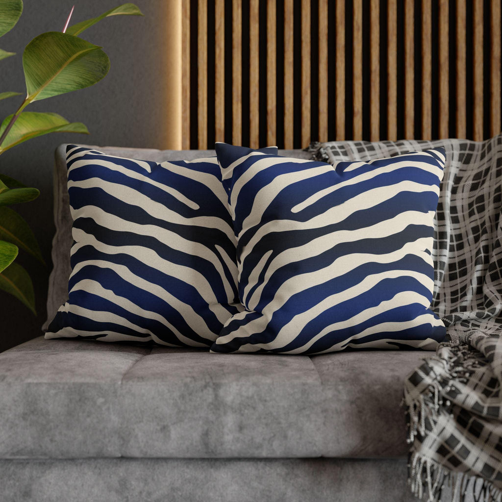 Navy Black Gradient Zebra Stripe Pillow Cover: Bold Safari Print for Modern Neutral Decor