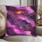 Abstract Plum Pillow Cover: Waves of Amethyst with Copper Fire Colored Accents